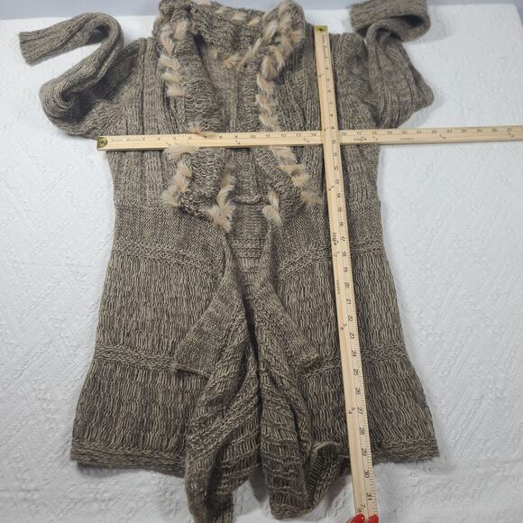 BKE buckle womens duster cardigan sweater beige Wool Rabbit hair Size Large Boho - Picture 4 of 8